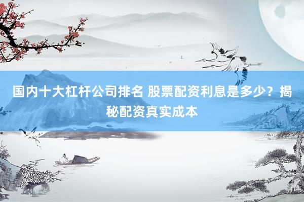 国内十大杠杆公司排名 股票配资利息是多少？揭秘配资真实成本