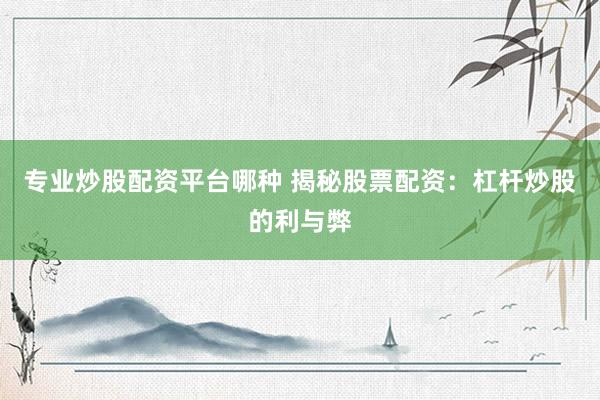 专业炒股配资平台哪种 揭秘股票配资：杠杆炒股的利与弊